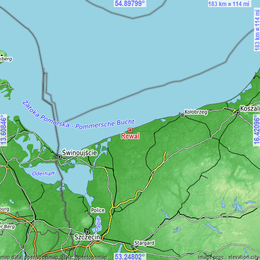 Topographic map of Rewal