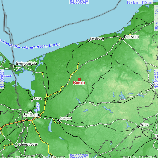 Topographic map of Resko