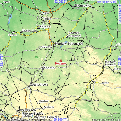 Topographic map of Ręczno