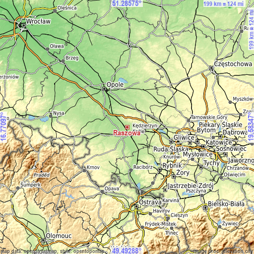 Topographic map of Raszowa