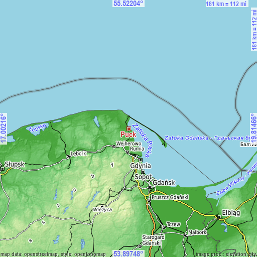 Topographic map of Puck