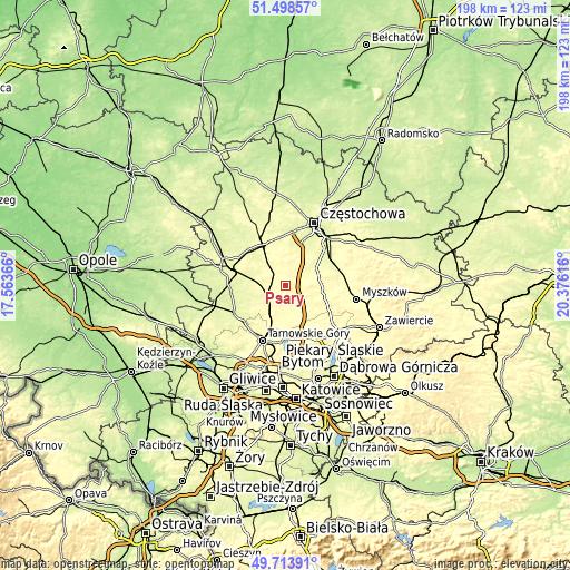 Topographic map of Psary