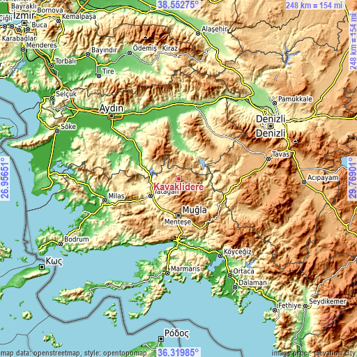 Topographic map of Kavaklıdere