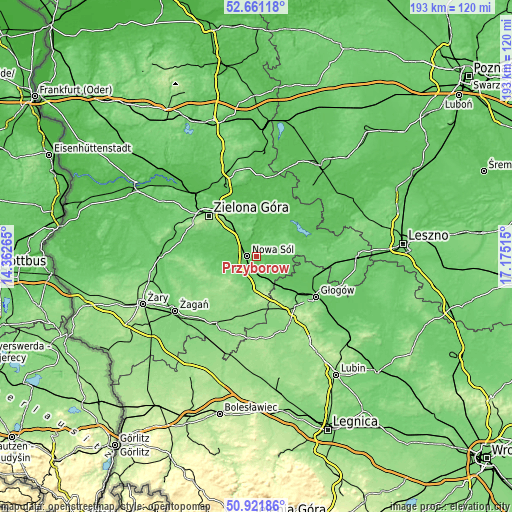 Topographic map of Przyborów