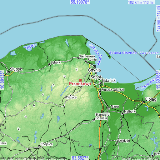 Topographic map of Przodkowo