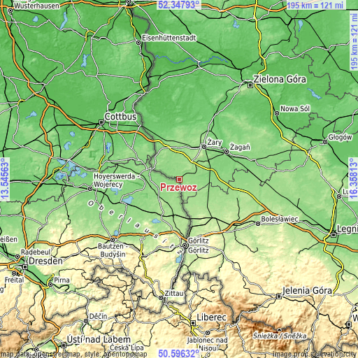 Topographic map of Przewóz