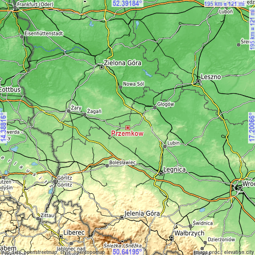 Topographic map of Przemków