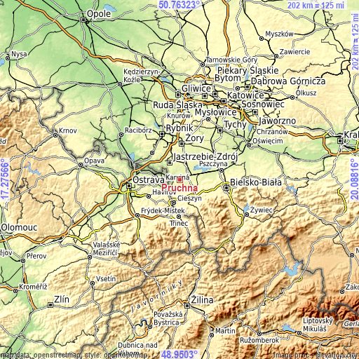 Topographic map of Pruchna