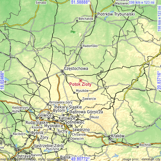 Topographic map of Potok Złoty