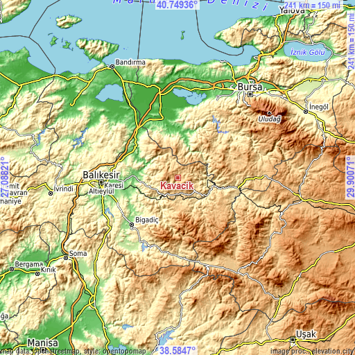 Topographic map of Kavacık