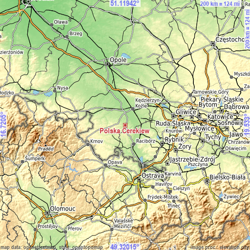 Topographic map of Polska Cerekiew