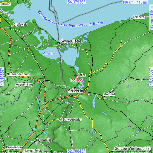 Topographic map of Police