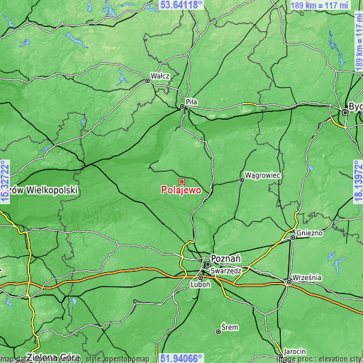 Topographic map of Połajewo