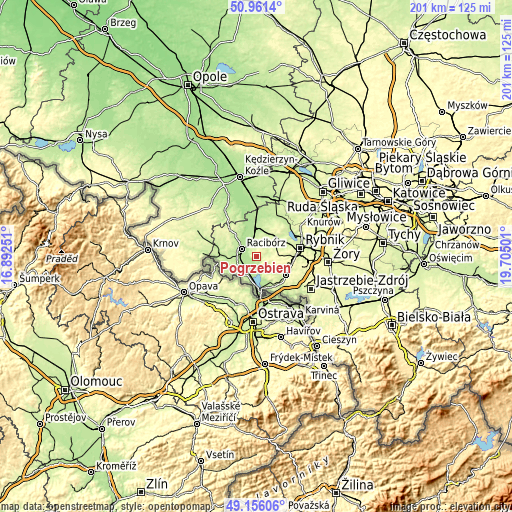 Topographic map of Pogrzebień