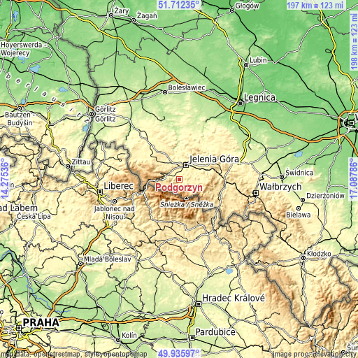 Topographic map of Podgórzyn