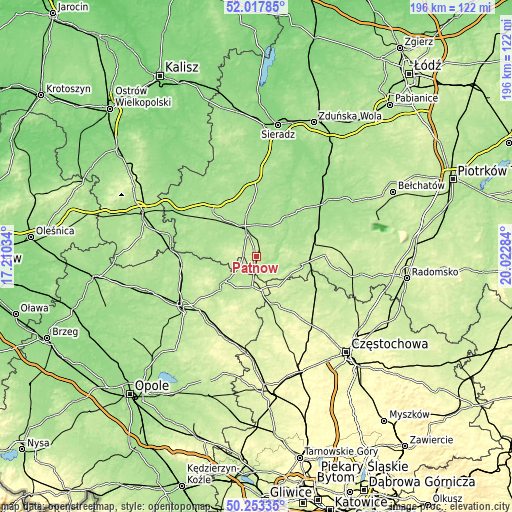 Topographic map of Pątnów