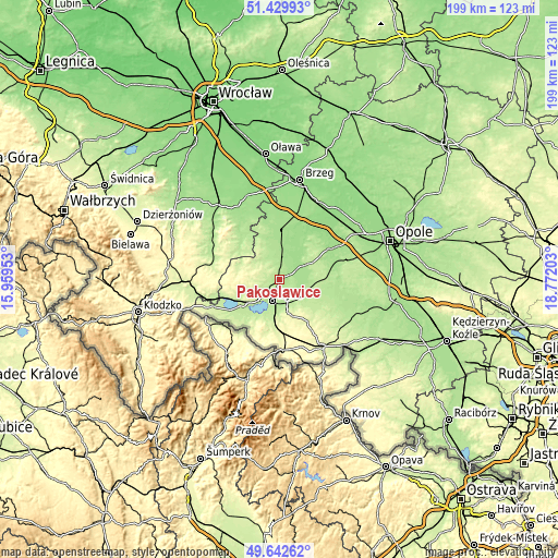 Topographic map of Pakosławice