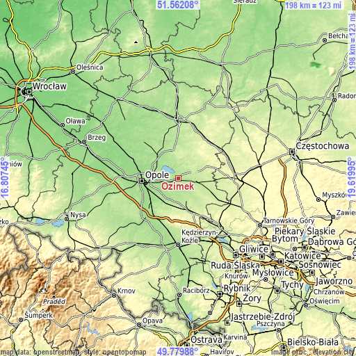 Topographic map of Ozimek