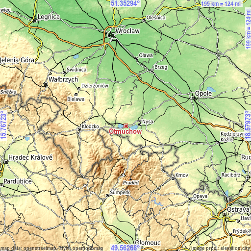 Topographic map of Otmuchów