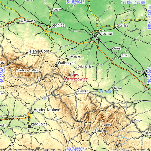 Topographic map of Ostroszowice