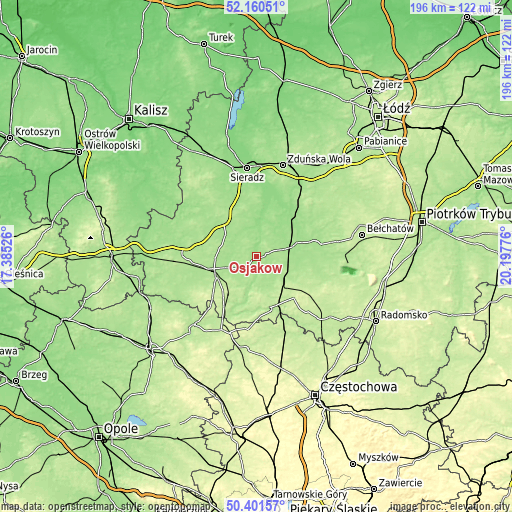 Topographic map of Osjaków