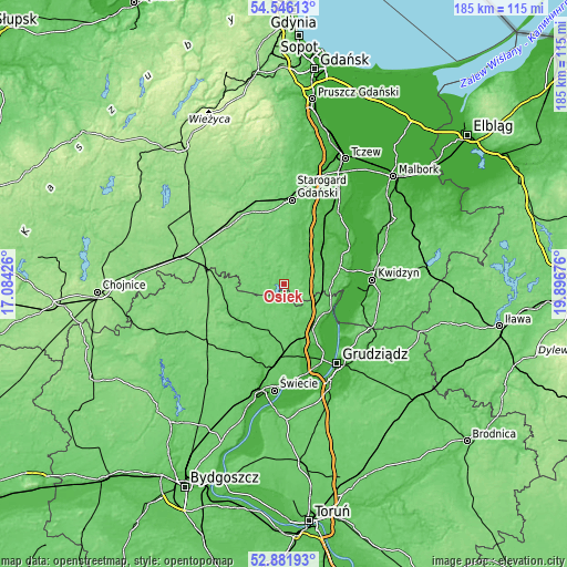 Topographic map of Osiek