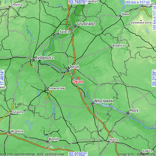 Topographic map of Osiek