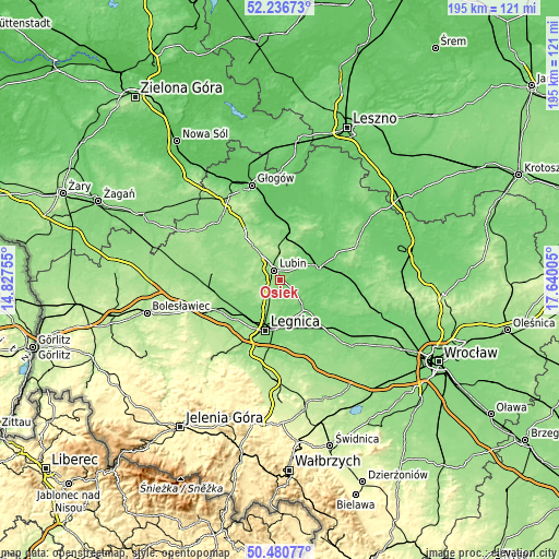 Topographic map of Osiek