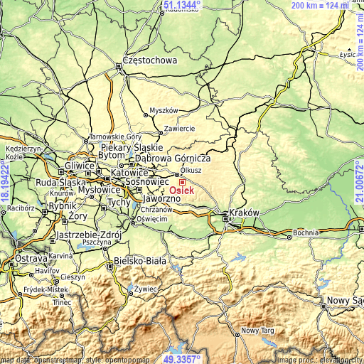 Topographic map of Osiek