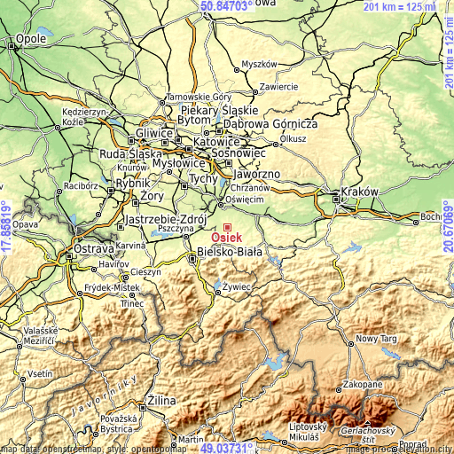 Topographic map of Osiek