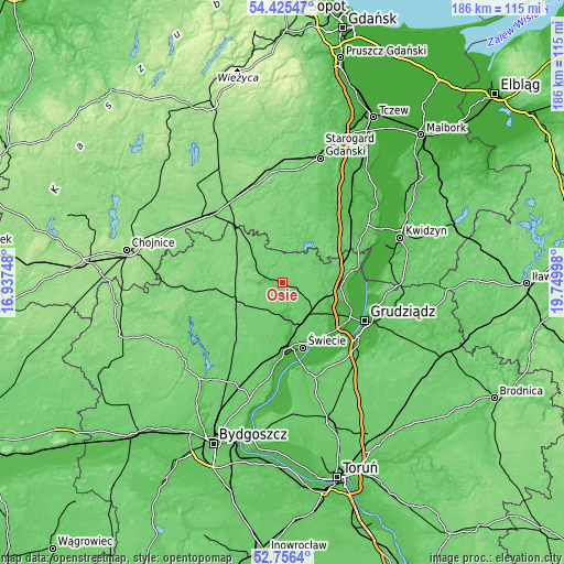 Topographic map of Osie