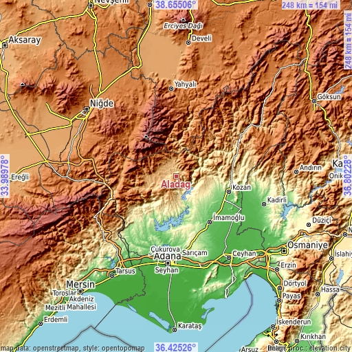 Topographic map of Aladağ