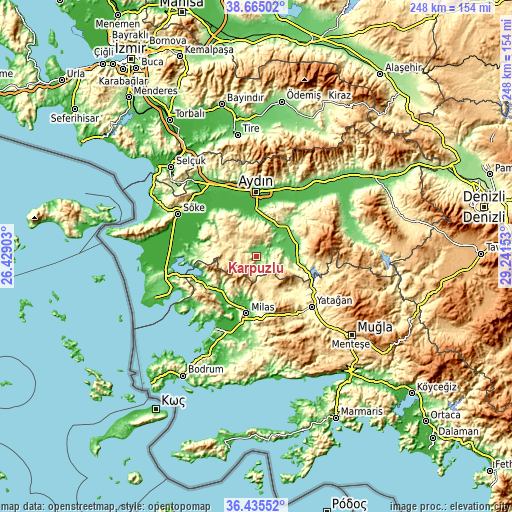 Topographic map of Karpuzlu