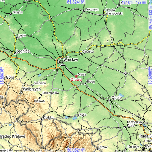 Topographic map of Oława