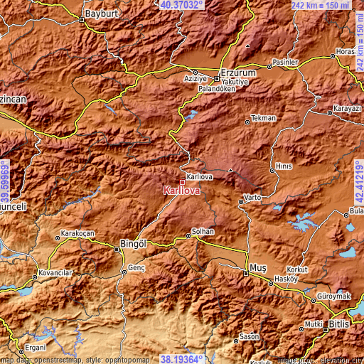 Topographic map of Karlıova