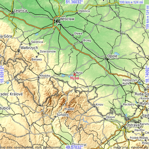 Topographic map of Nysa