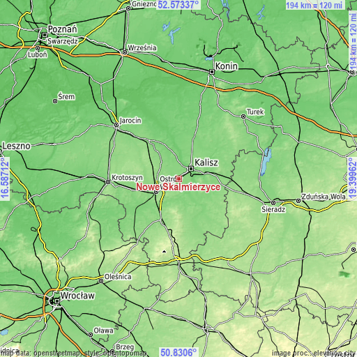 Topographic map of Nowe Skalmierzyce