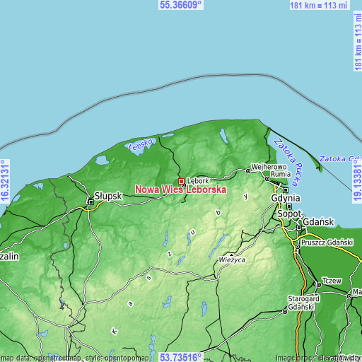 Topographic map of Nowa Wieś Lęborska
