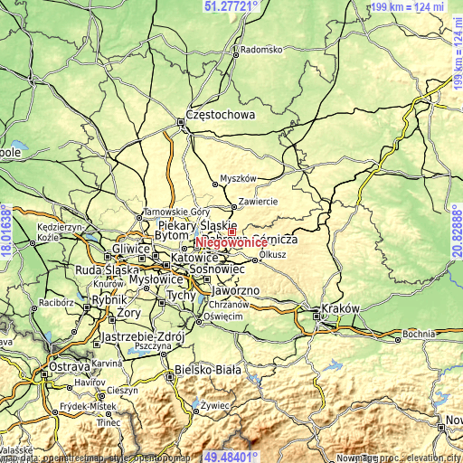 Topographic map of Niegowonice