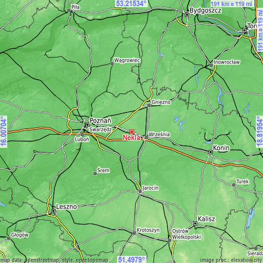 Topographic map of Nekla