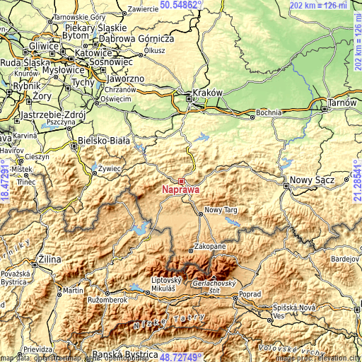 Topographic map of Naprawa