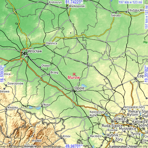 Topographic map of Murów