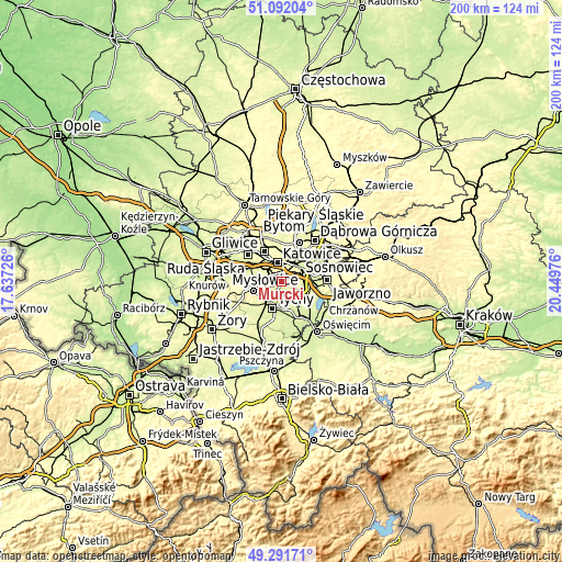 Topographic map of Murcki