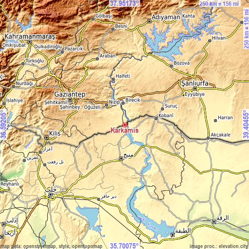 Topographic map of Karkamış