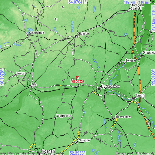 Topographic map of Mrocza