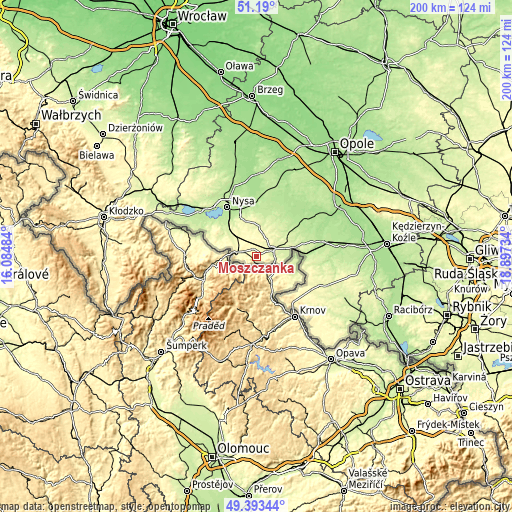 Topographic map of Moszczanka