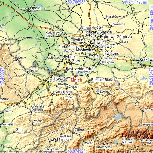 Topographic map of Mnich