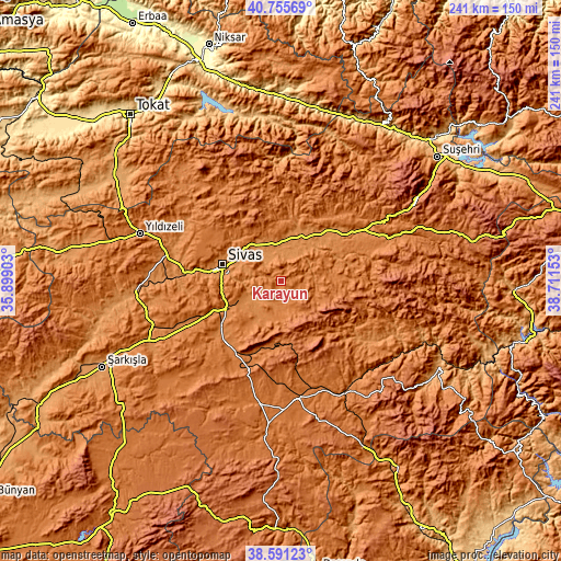 Topographic map of Karayün