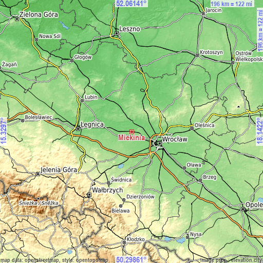 Topographic map of Miękinia