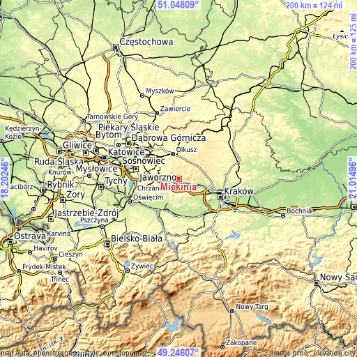 Topographic map of Miękinia